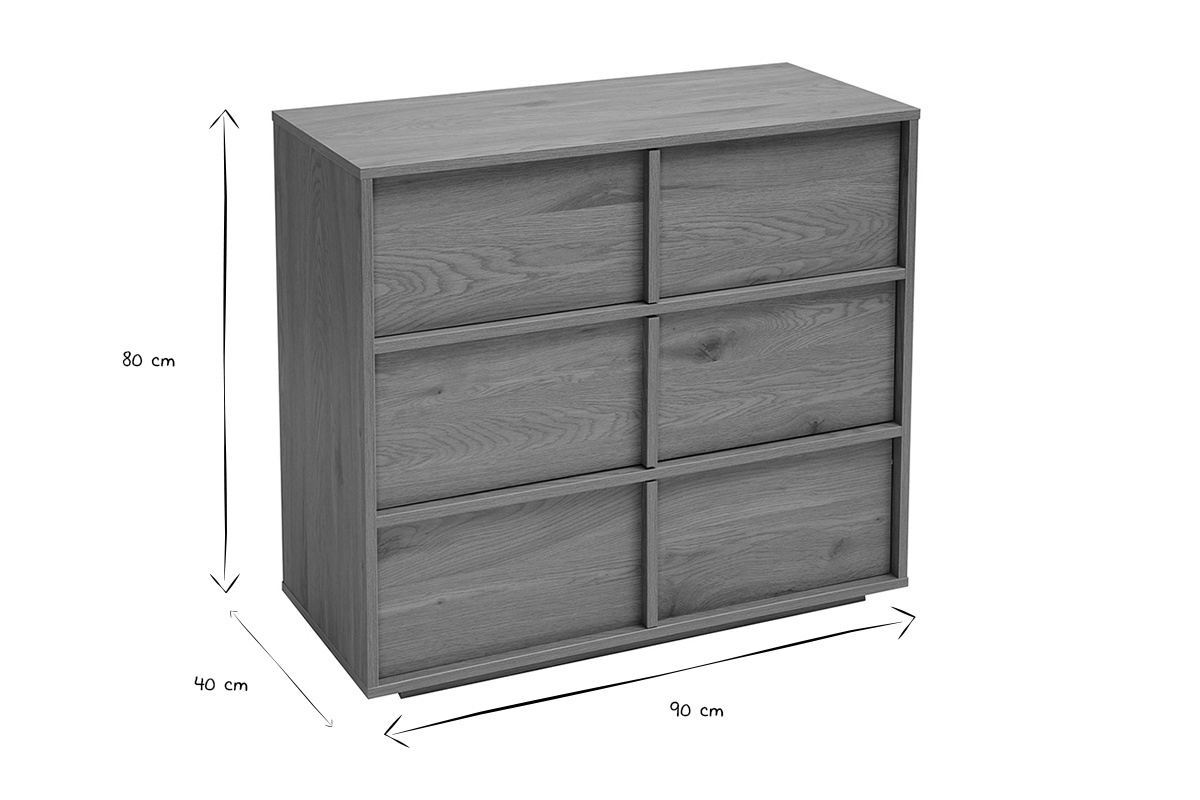 Dimensioni della credenza L90 cm in bianco e nero: L90 x P40 x H80 cm