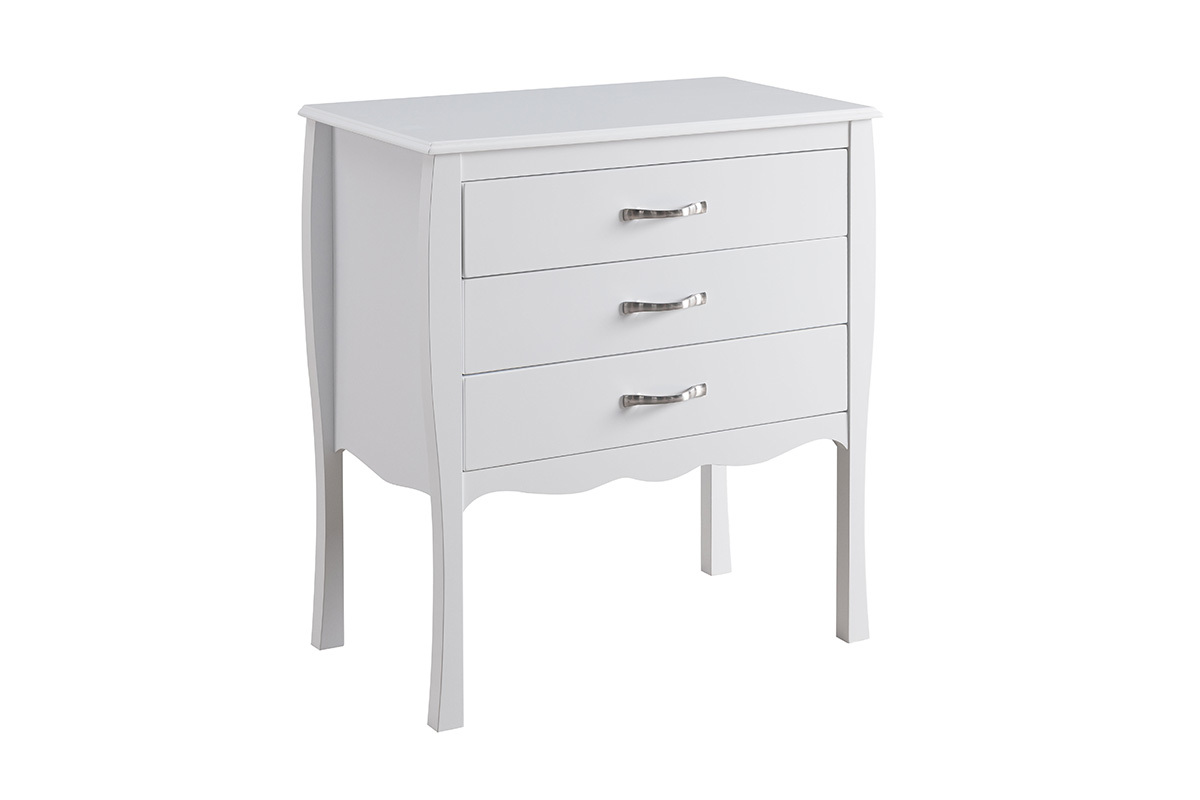 Cassettone design barocco Bianco 3 cassetti MARGOT