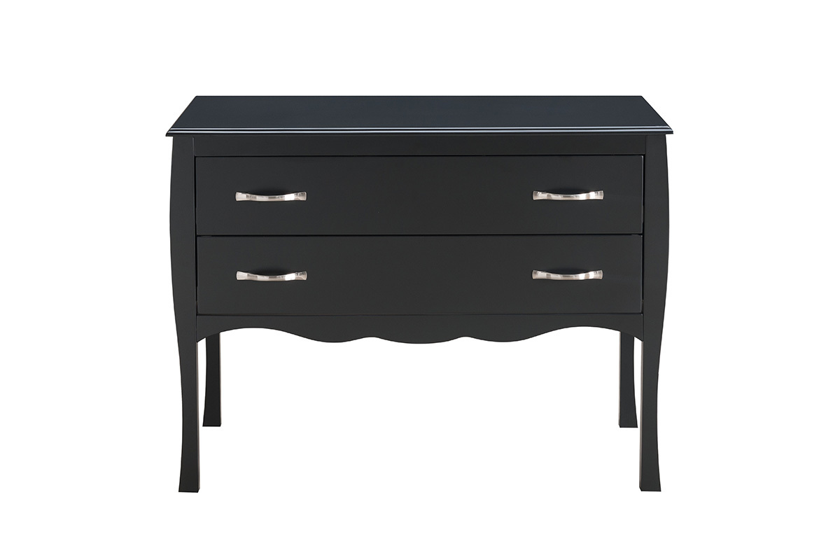 Cassettone design laccato Nero 2 cassetti MARGOT