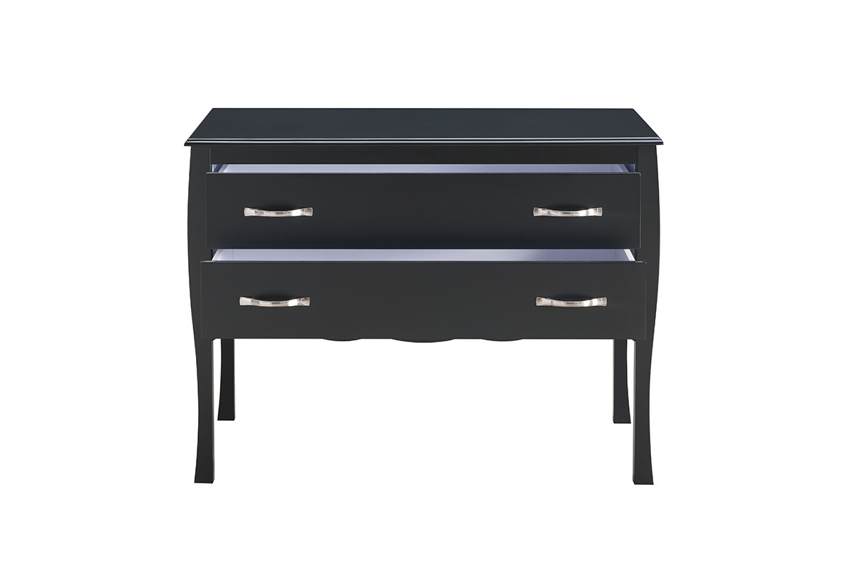 Cassettone design laccato Nero 2 cassetti MARGOT