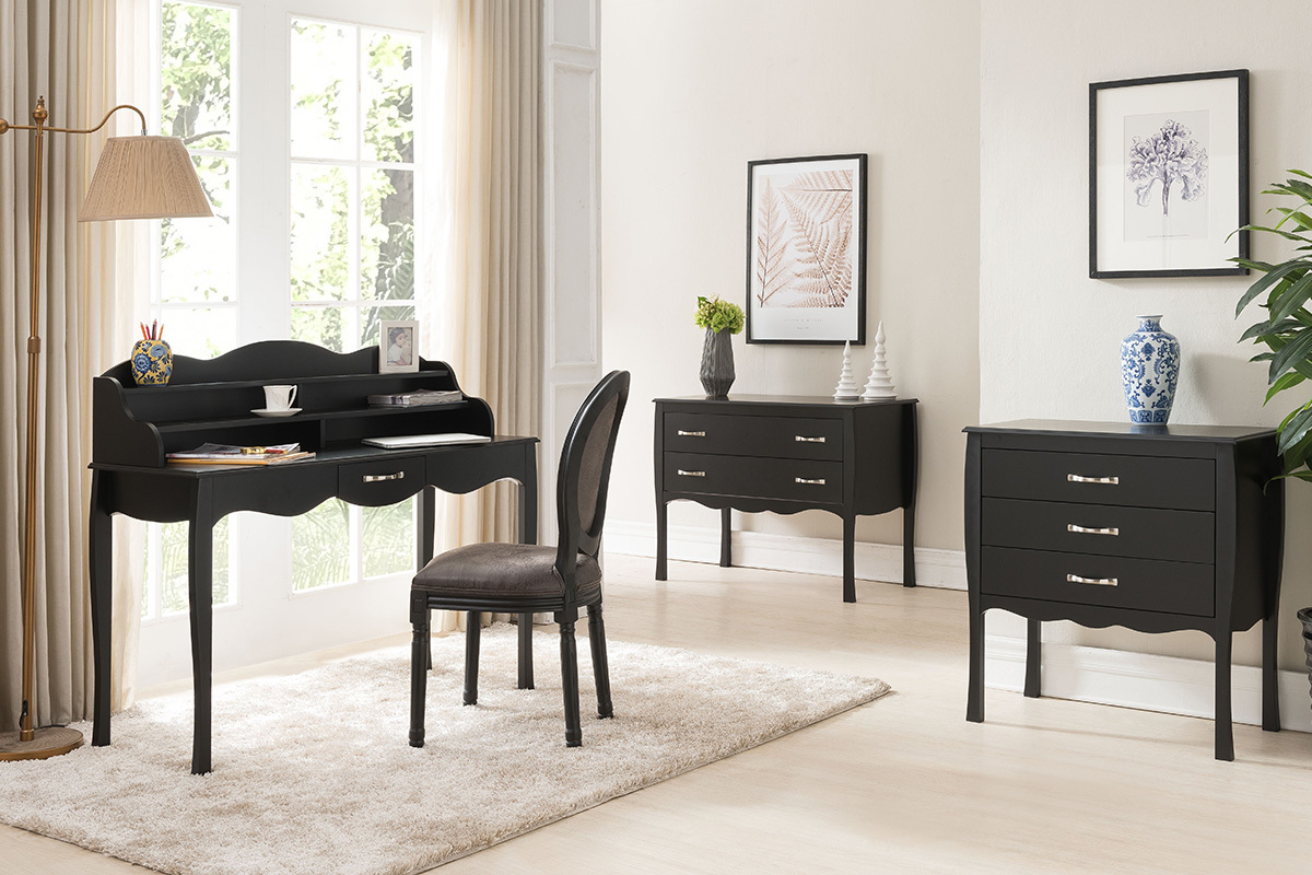 Cassettone design laccato Nero 2 cassetti MARGOT