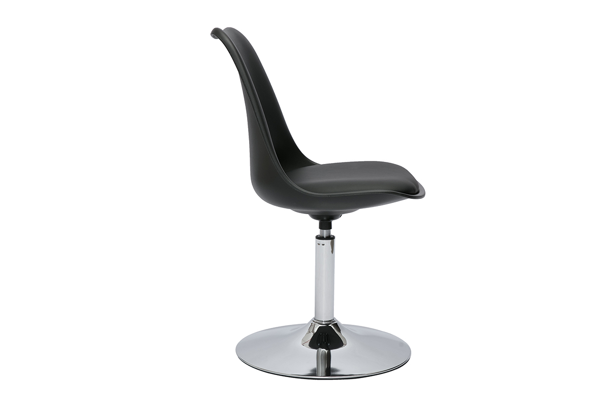 Chaise design pivotante noire et mtal chrom STEEVY V2 V2