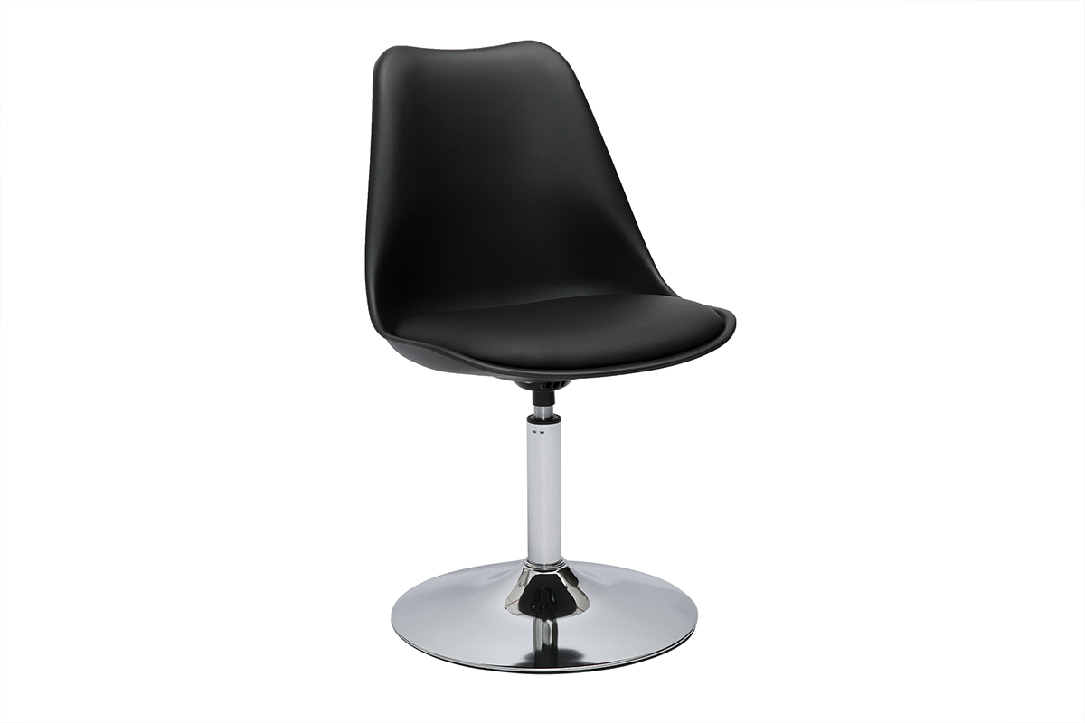 Chaise design pivotante noire et mtal chrom STEEVY V2 V2