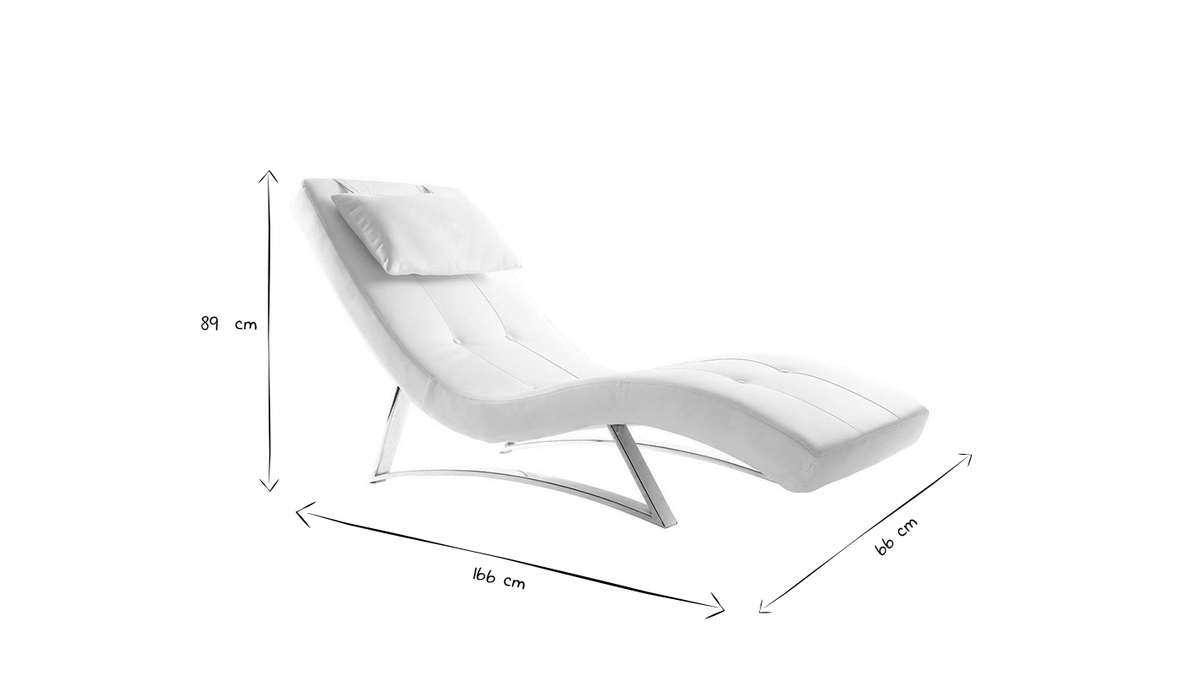 Chaise longue design bianco MONACO - Miliboo