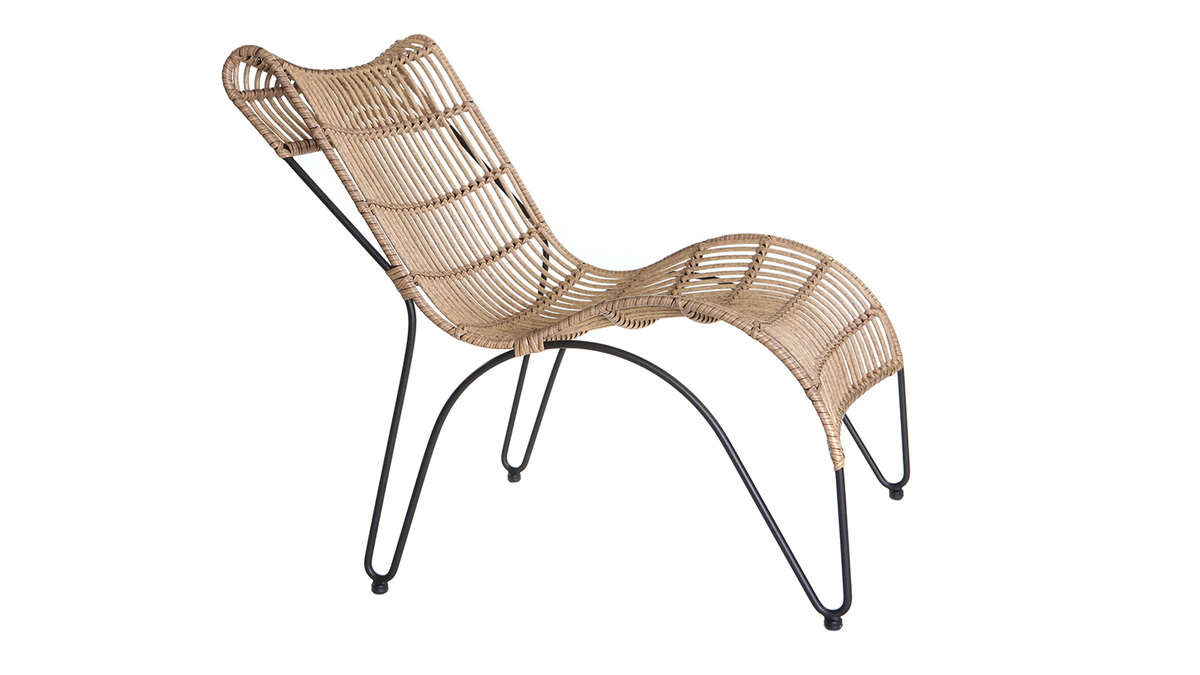 Chaise longue in fili di resina stile giunco BELLAVISTA