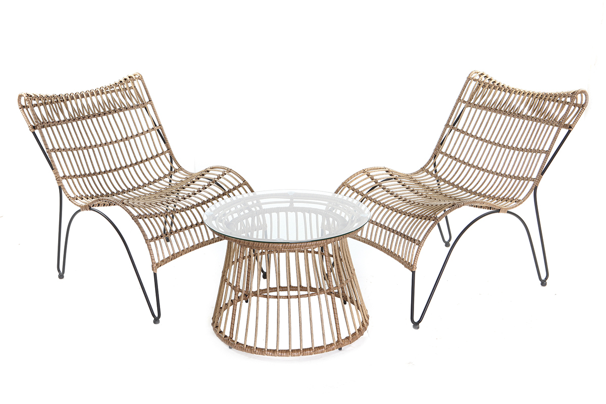 Chaise longue in fili di resina stile giunco BELLAVISTA