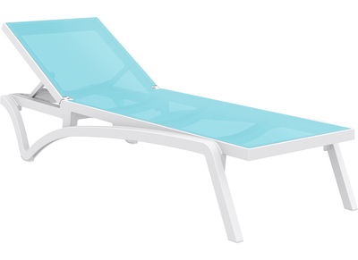 Chaise longue turchese e bianco CORAIL - Chaise longue turchese e bianco CORAIL
