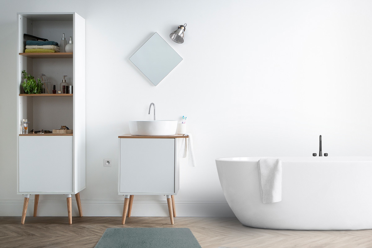 Colonna da bagno Bianco e legno TOTEM