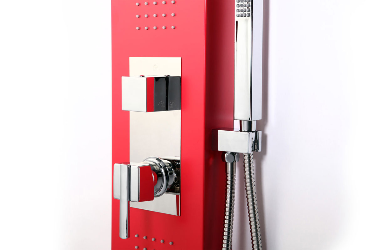 Colonna doccia a idromassaggio colore rosso  TRENDY