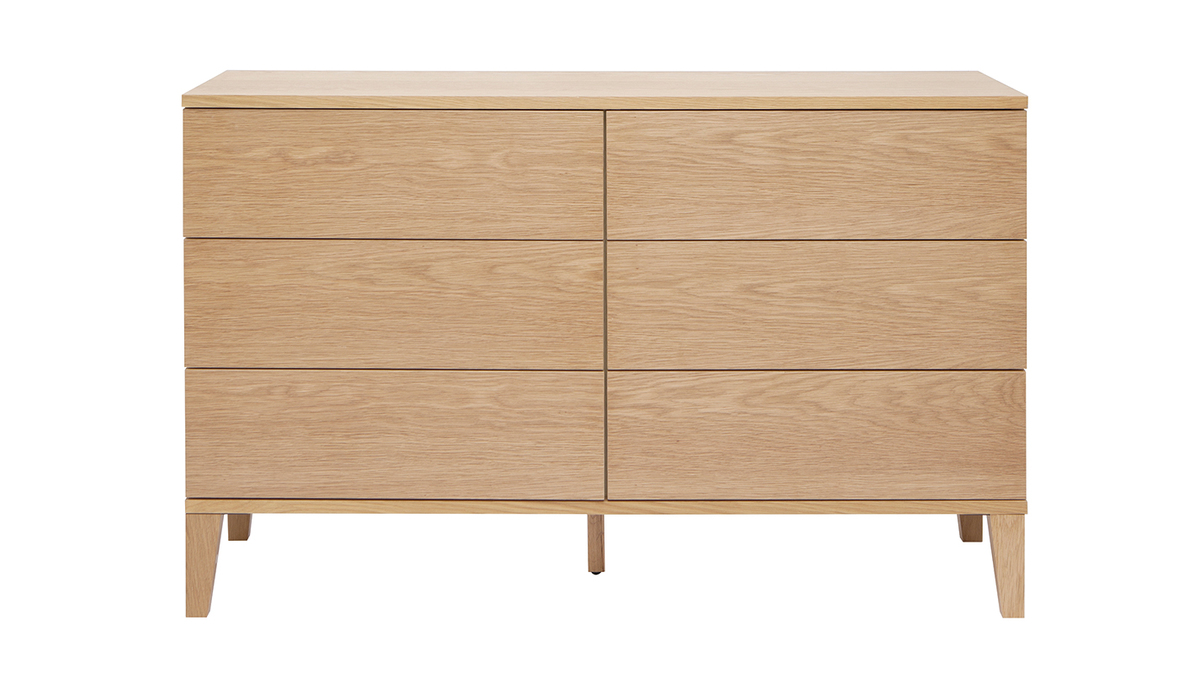 Com 6 cassetti in legno chiaro L120 cm FREDDY