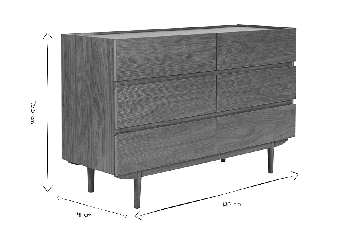 Com� 6 cassetti in legno scuro L120 cm SANAA