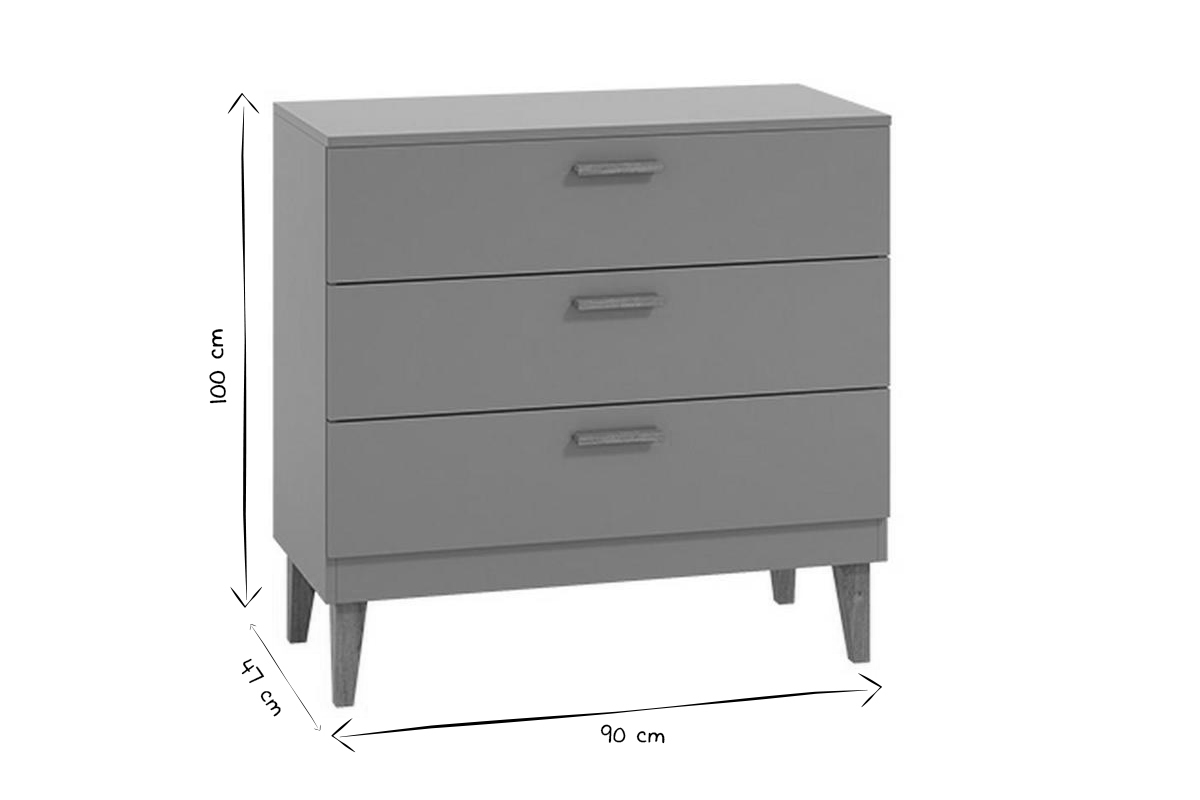 Com bambino grigio e base rovere 3 cassetti ELIAS