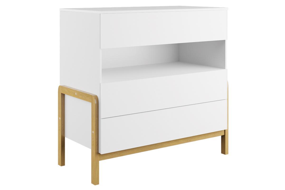 Com bambino scandinavo 3 cassetti bianco opaco e rovere CELESTINE