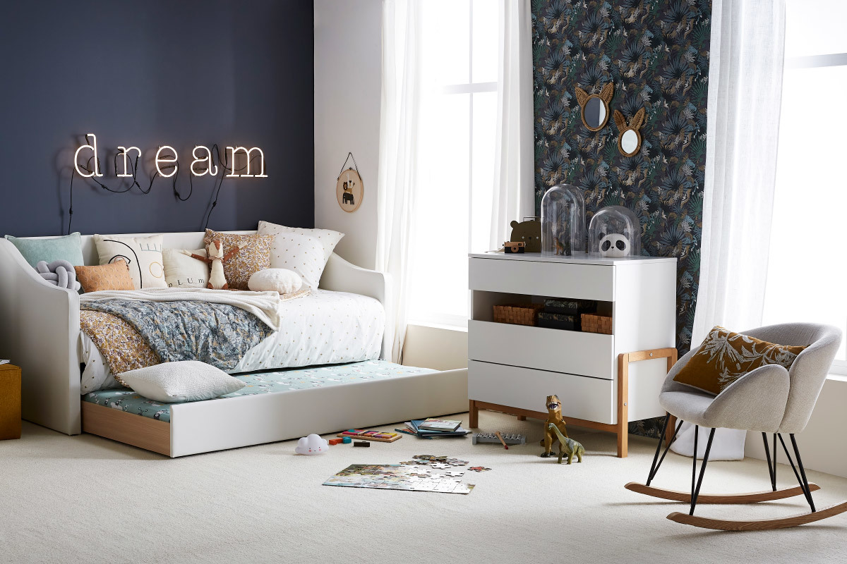 Com bambino scandinavo 3 cassetti bianco opaco e rovere CELESTINE
