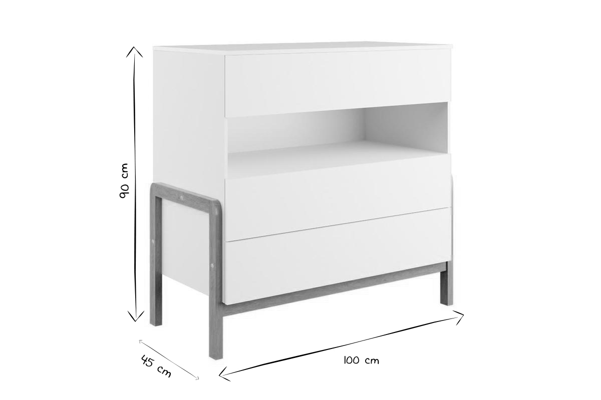 Com bambino scandinavo 3 cassetti bianco opaco e rovere CELESTINE