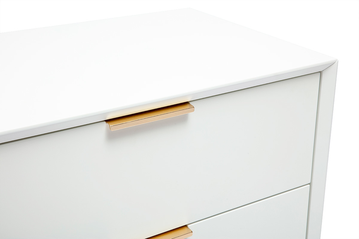 Com bianco opaco e metallo dorato 6 cassetti L120 cm GIANA