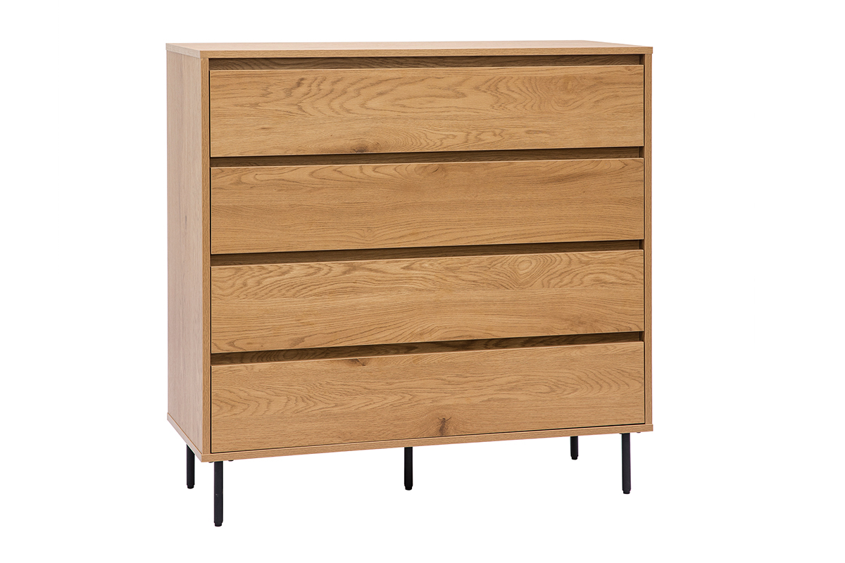 Com finitura legno chiaro rovere 4 cassetti L100 cm ARAGON