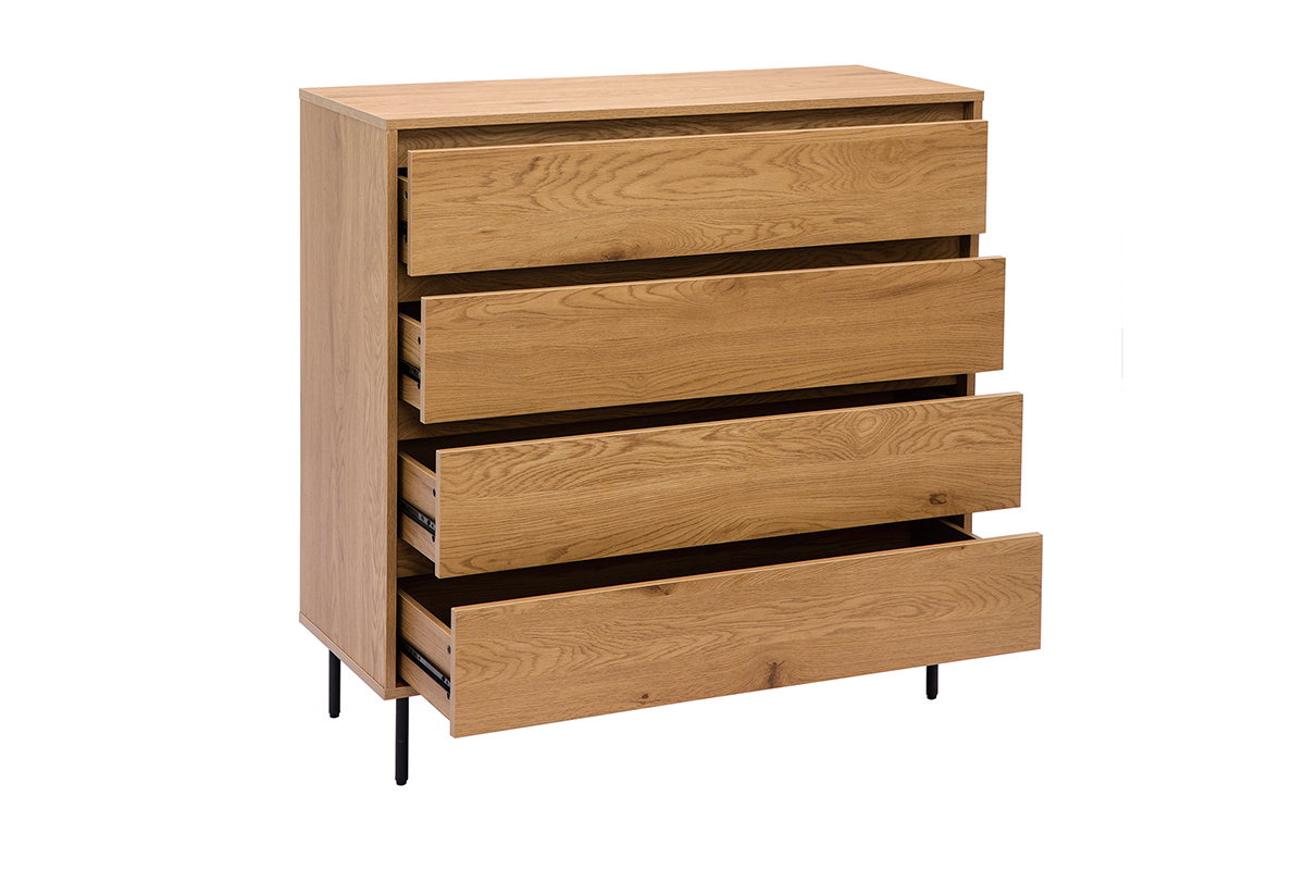 Com finitura legno chiaro rovere 4 cassetti L100 cm ARAGON