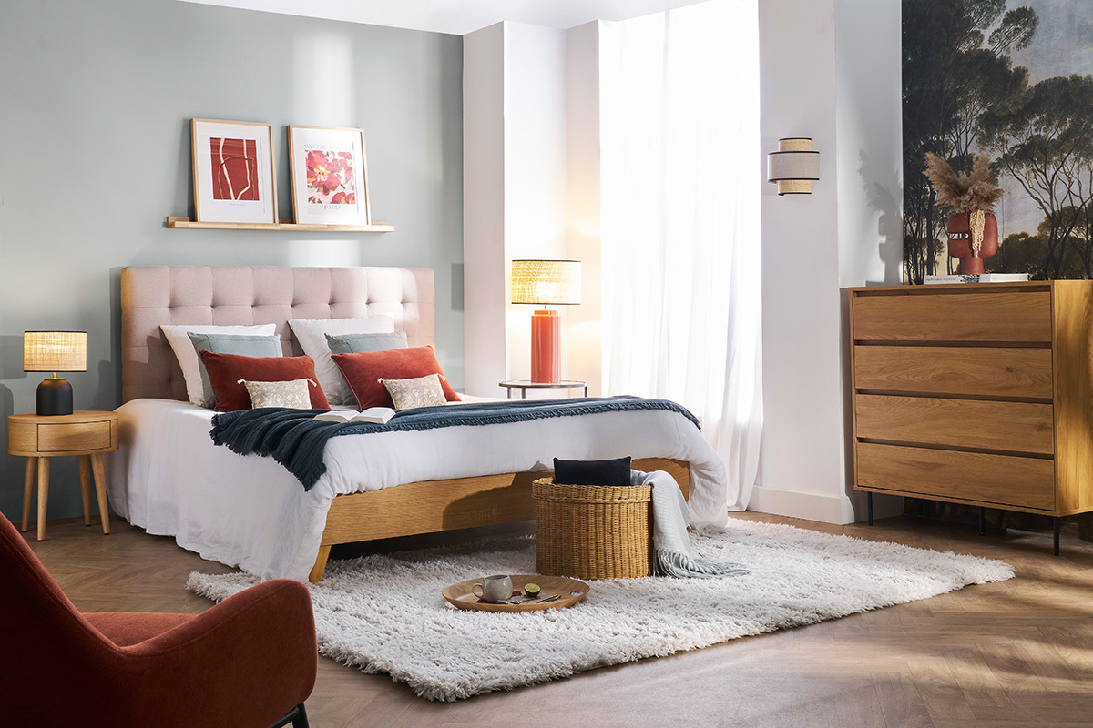 Com finitura legno chiaro rovere 4 cassetti L100 cm ARAGON