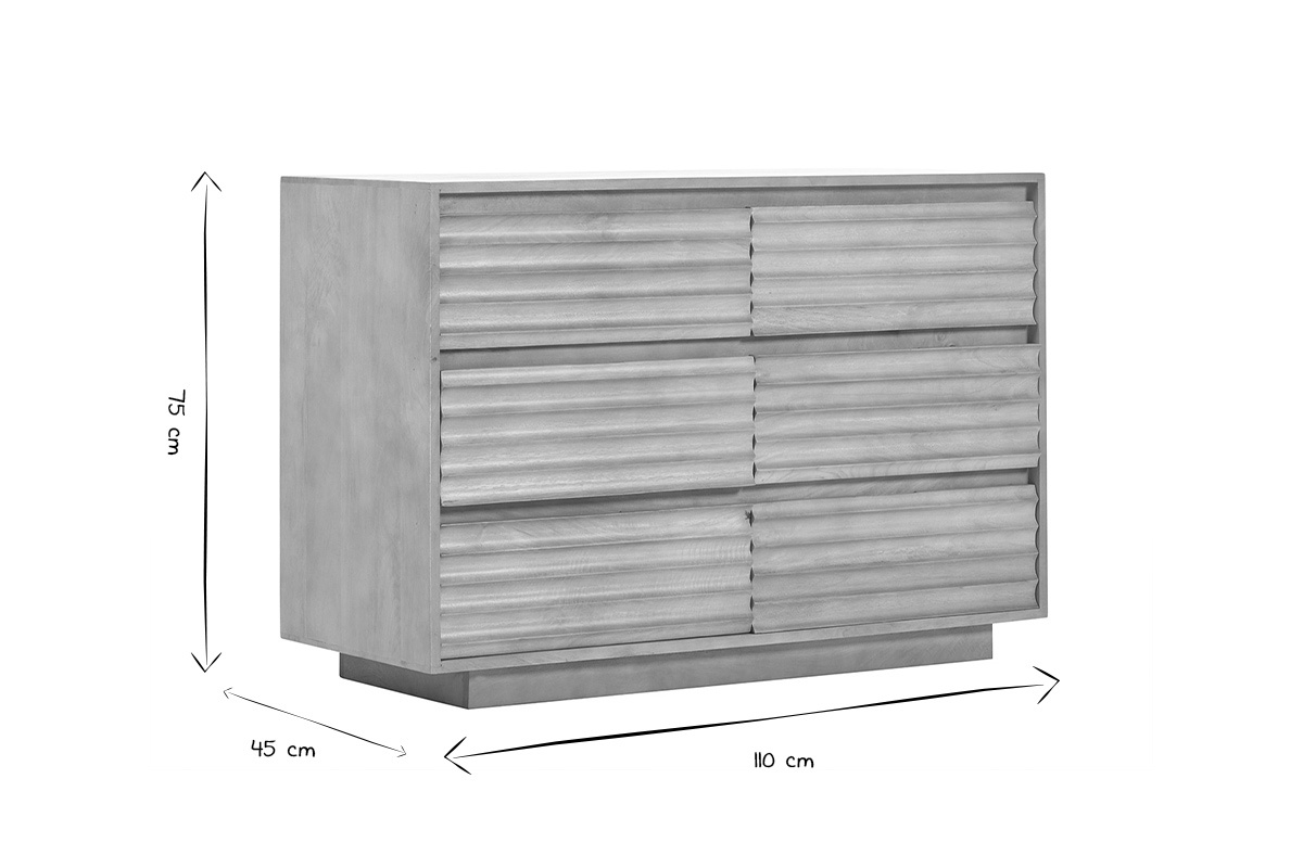 Com in legno di mango massiccio, 6 cassetti L110 MATCHA