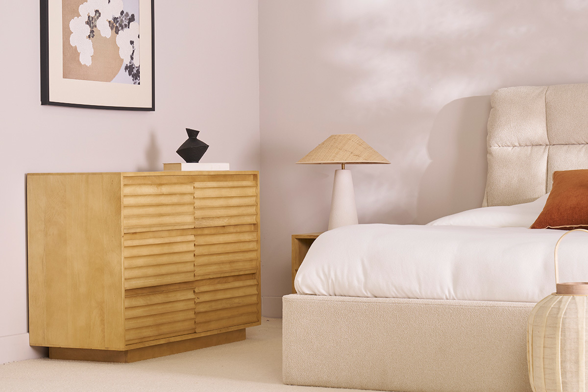 Com in legno di mango massiccio, 6 cassetti L110 MATCHA