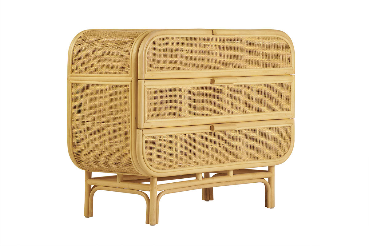 Com in rattan con 3 cassetti L100 cm LUWAK
