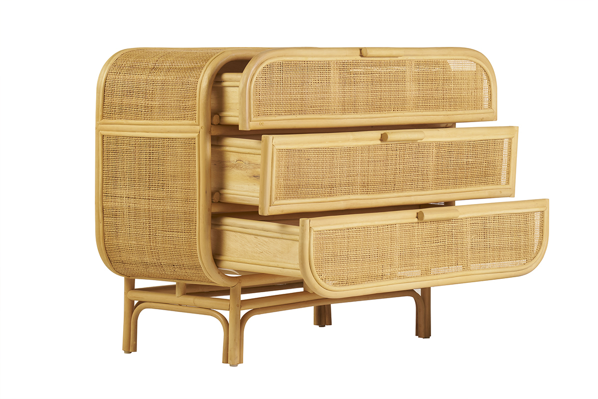 Com in rattan con 3 cassetti L100 cm LUWAK