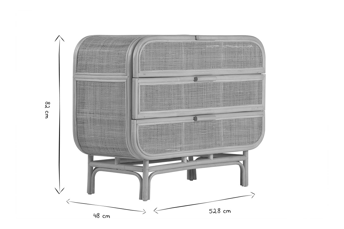 Com in rattan con 3 cassetti L100 cm LUWAK