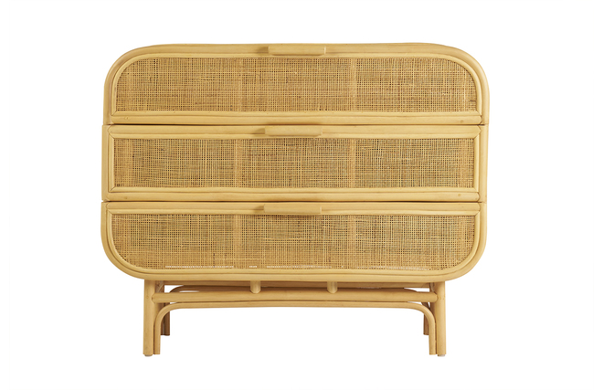 Rovaurx Comodino In Rattan 60x40x71 Cm Con 3 Cassetti E Stazione Di Ricarica USB + Prese, Stile Boho, Naturale - 2