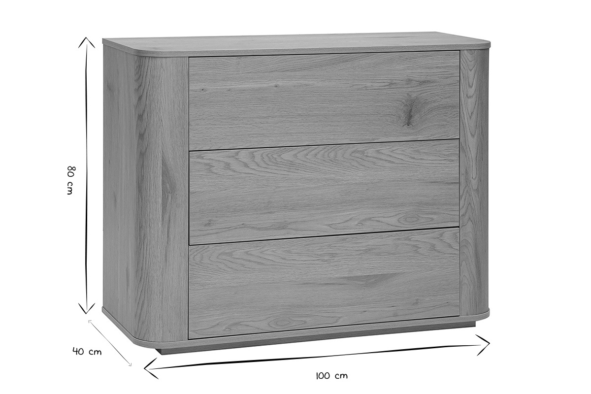 Dimensioni della credenza NEGAN in nero e bianco: L100 cm, H80 cm, P40 cm
