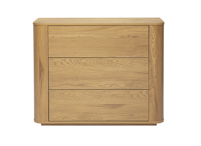 Com&ograve; per finitura in legno chiaro rovere 3 cassetti L100 cm NEGAN