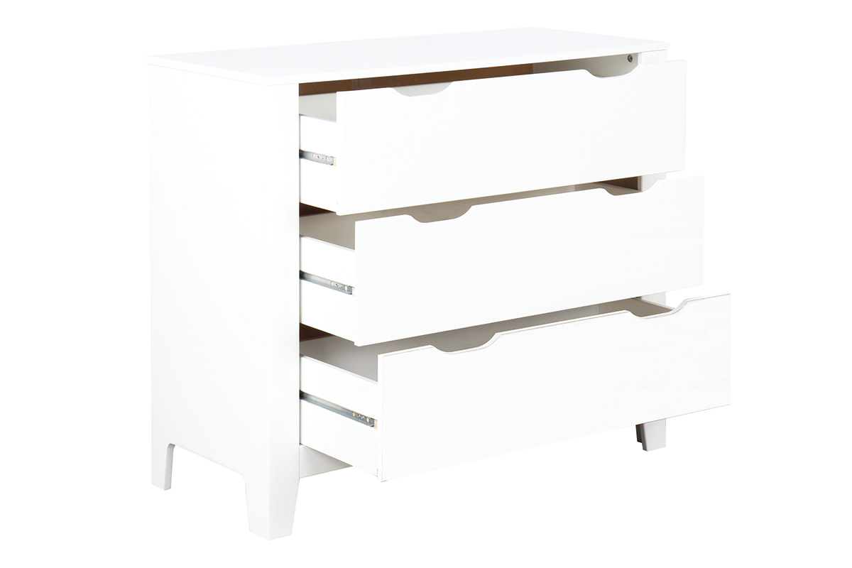 Com scandinavo bianco con 3 cassetti  MOLENE