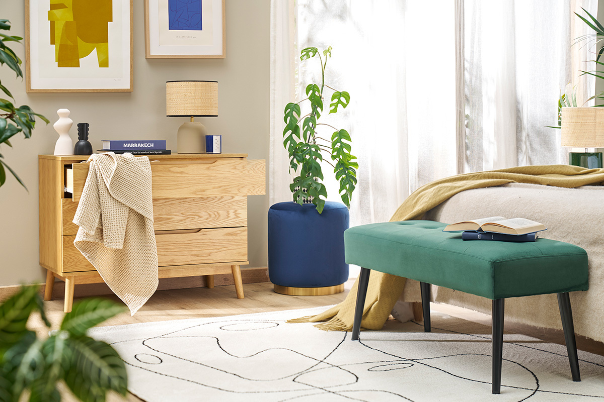 Com scandinavo in legno chiaro di rovere con 3 cassetti L90 cm FELIX