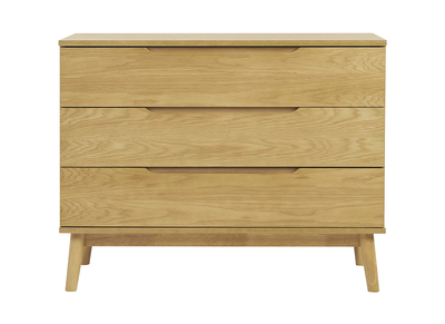 Comò scandinavo in legno chiaro di rovere con 3 cassetti L90 cm FELIX