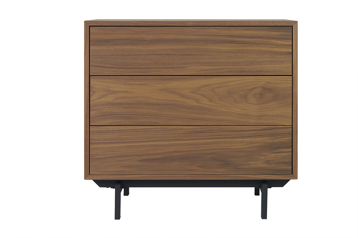 Com vintage 3 cassetti noce e metallo L80,5 cm MANNY