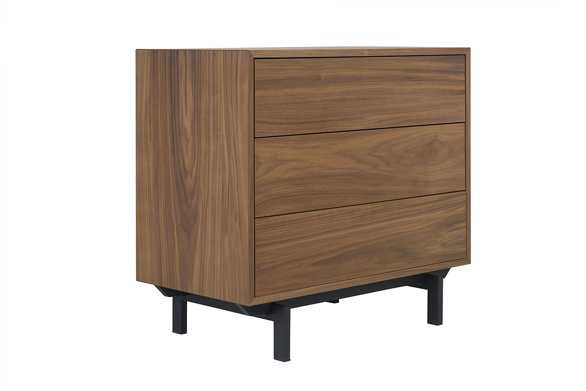 Com vintage 3 cassetti noce e metallo L80,5 cm MANNY