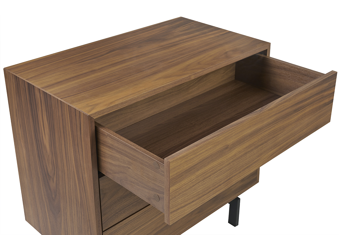 Com vintage 3 cassetti noce e metallo L80,5 cm MANNY