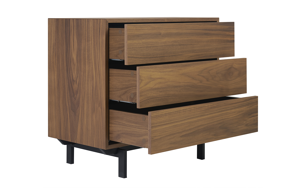 Com vintage 3 cassetti noce e metallo L80,5 cm MANNY