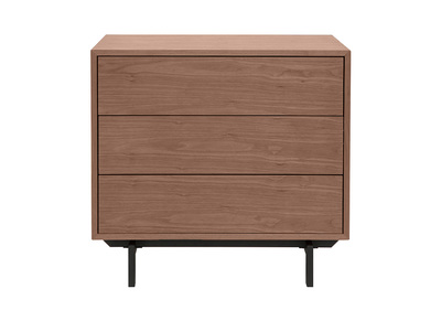 Comò vintage 3 cassetti noce e metallo L80,5 cm MANNY