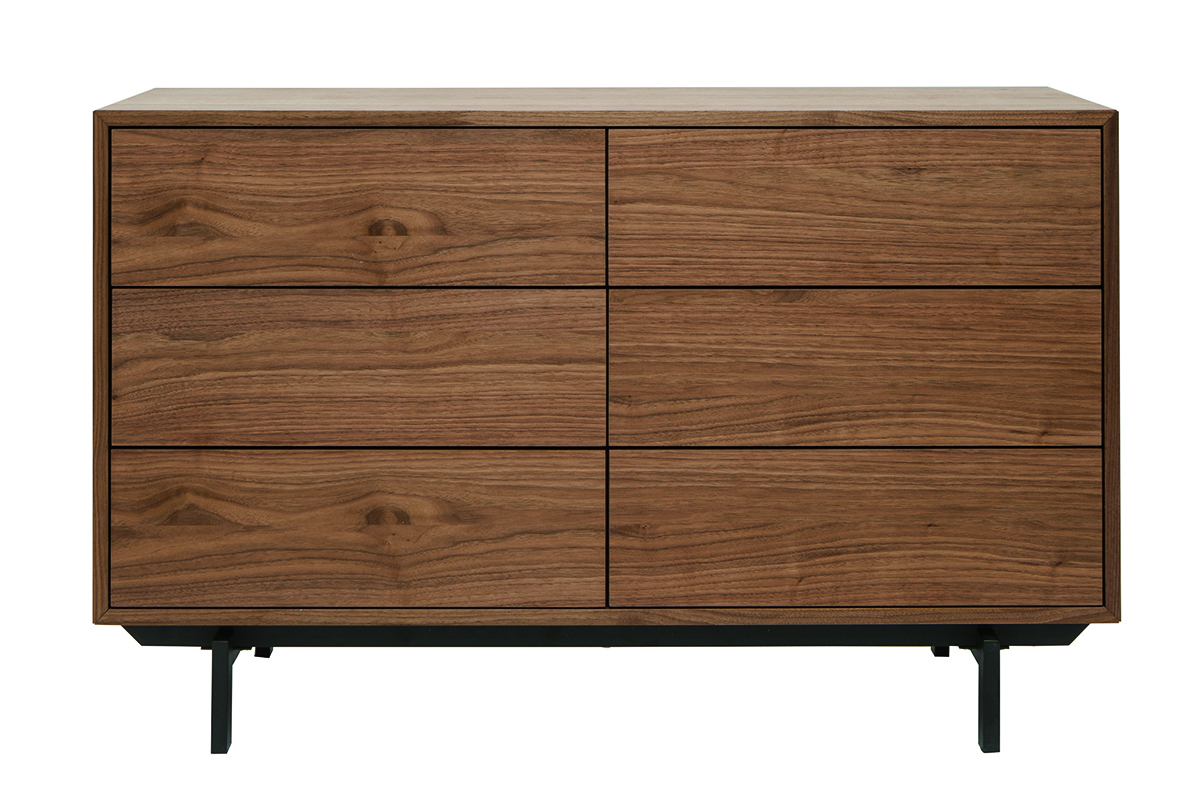 Com vintage 6 cassetti noce e metallo L120 cm MANNY