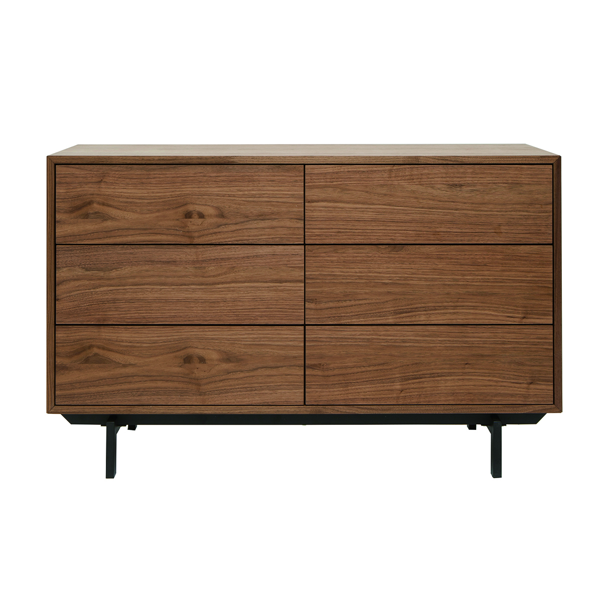 Comò vintage 6 cassetti noce e metallo L120 cm MANNY