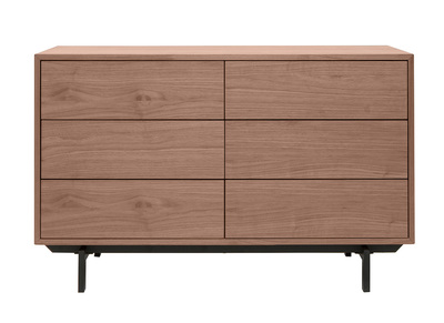 Comò vintage 6 cassetti noce e metallo L120 cm MANNY