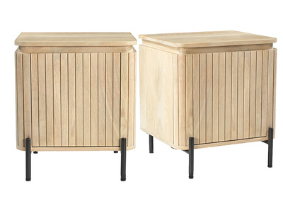 Comodini con contenitore in legno massello di mango e metallo nero (set di 2) MERIDA
