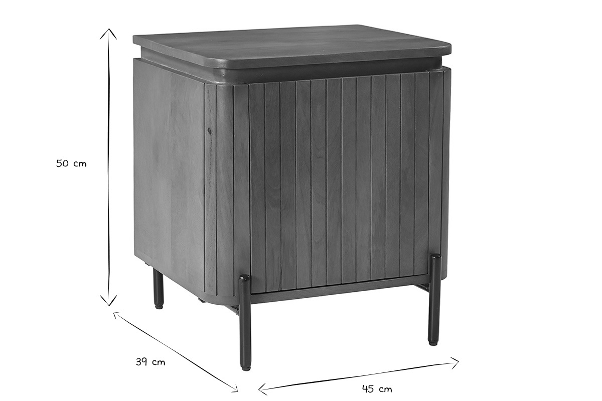Comodino MERIDA con dimensioni in bianco e nero: L45 x P39 x H50 cm