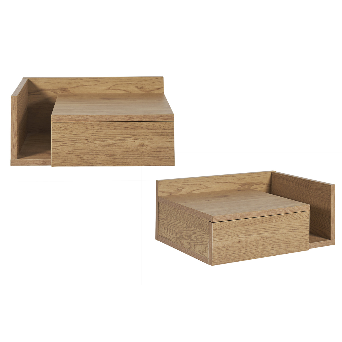 Comodini pensili finitura legno rovere chiaro con cassetto (set di 2) NASTY