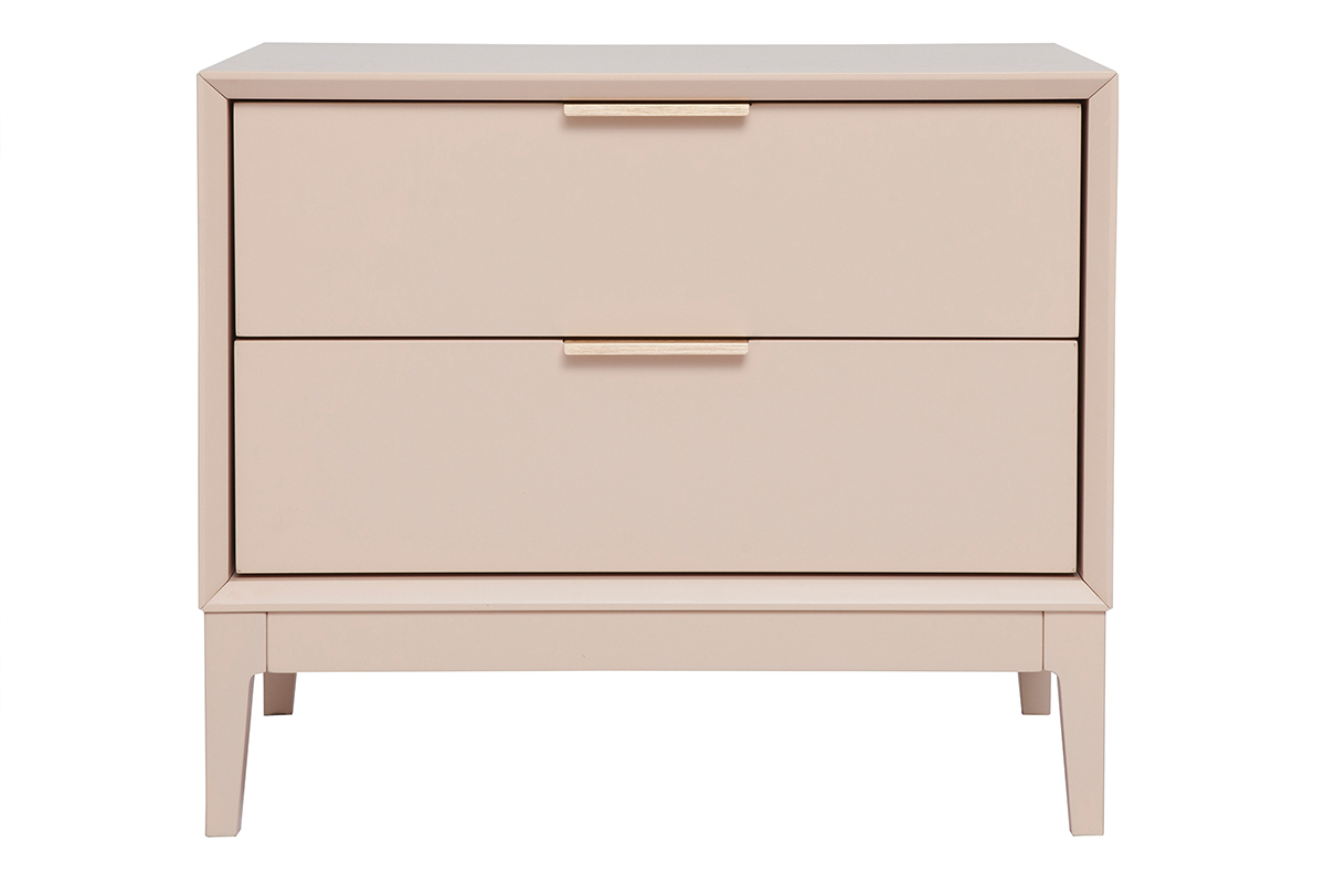 Comodini rosa e metallo dorato con cassetti L60 cm (set di 2) GIANA
