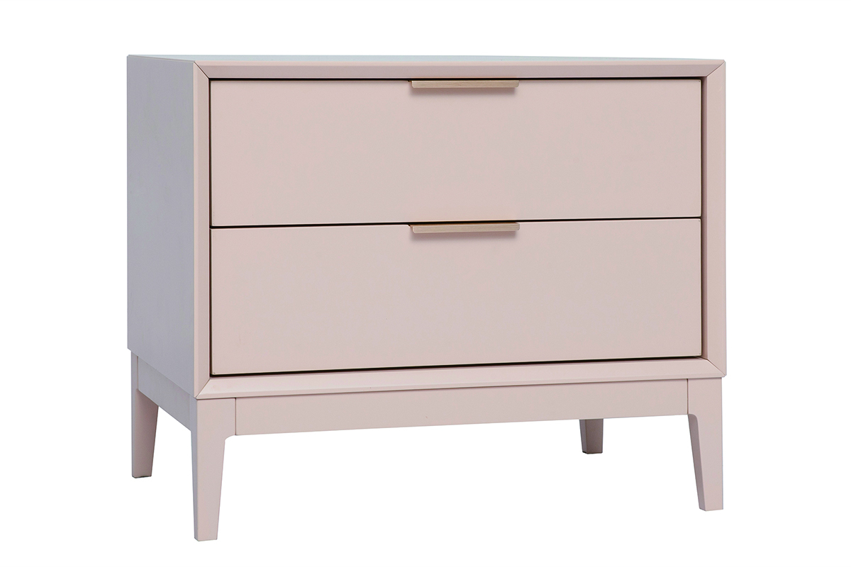 Comodini rosa e metallo dorato con cassetti L60 cm (set di 2) GIANA