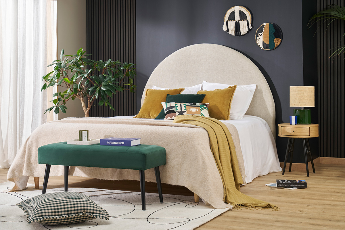 Comodini rotondi con cassetto legno chiaro e metallo nero D41 cm (set di 2) KORAL