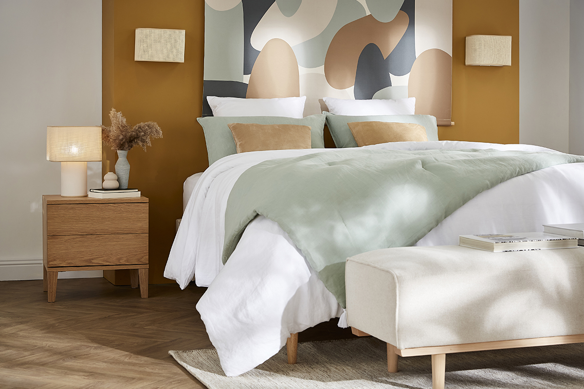 Comodini scandinavi 2 cassetti legno rovere chiaro (set di 2) FREDDY