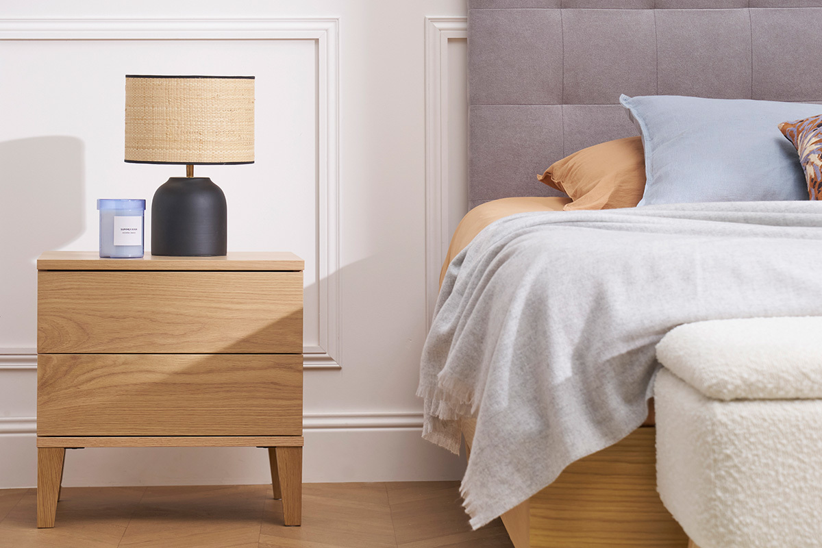Comodini scandinavi 2 cassetti legno rovere chiaro L50 cm (set di 2) FREDDY